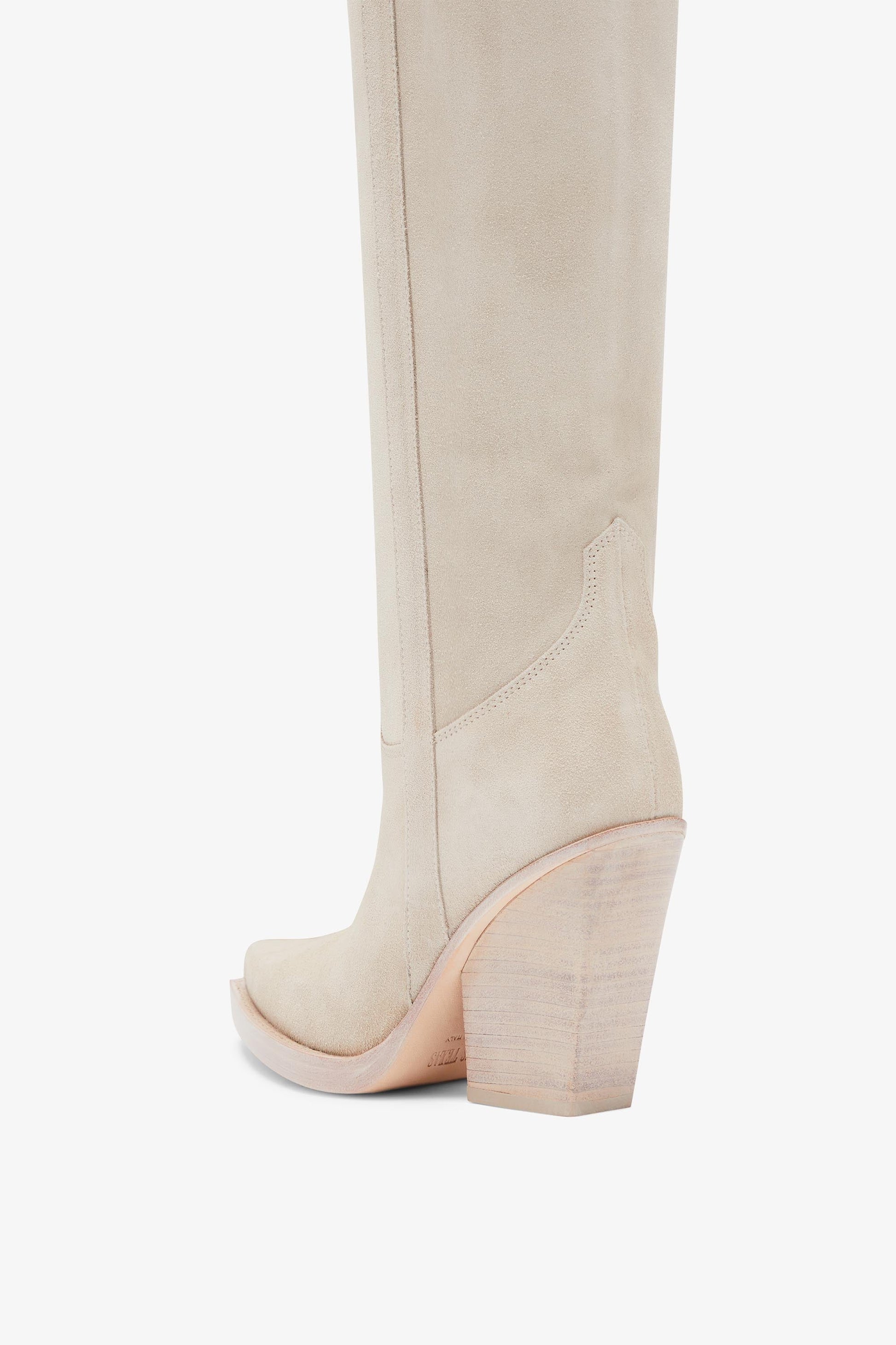 Angora calf suede boots