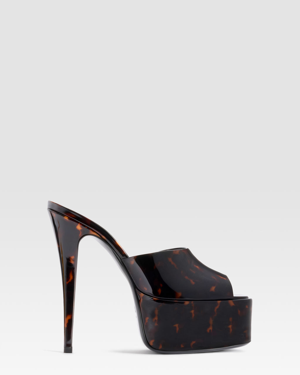 TORTOISE PATENT LEATHER PLATFORM MULE