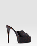 TORTOISE PATENT LEATHER PLATFORM MULE