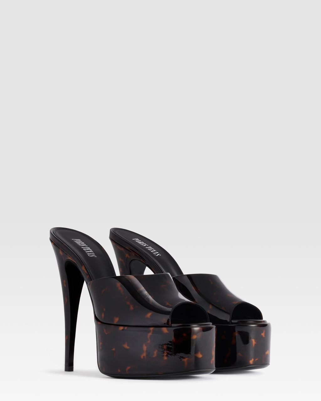 TORTOISE PATENT LEATHER PLATFORM MULE