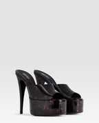 TORTOISE PATENT LEATHER PLATFORM MULE