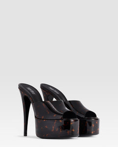 TORTOISE PATENT LEATHER PLATFORM MULE