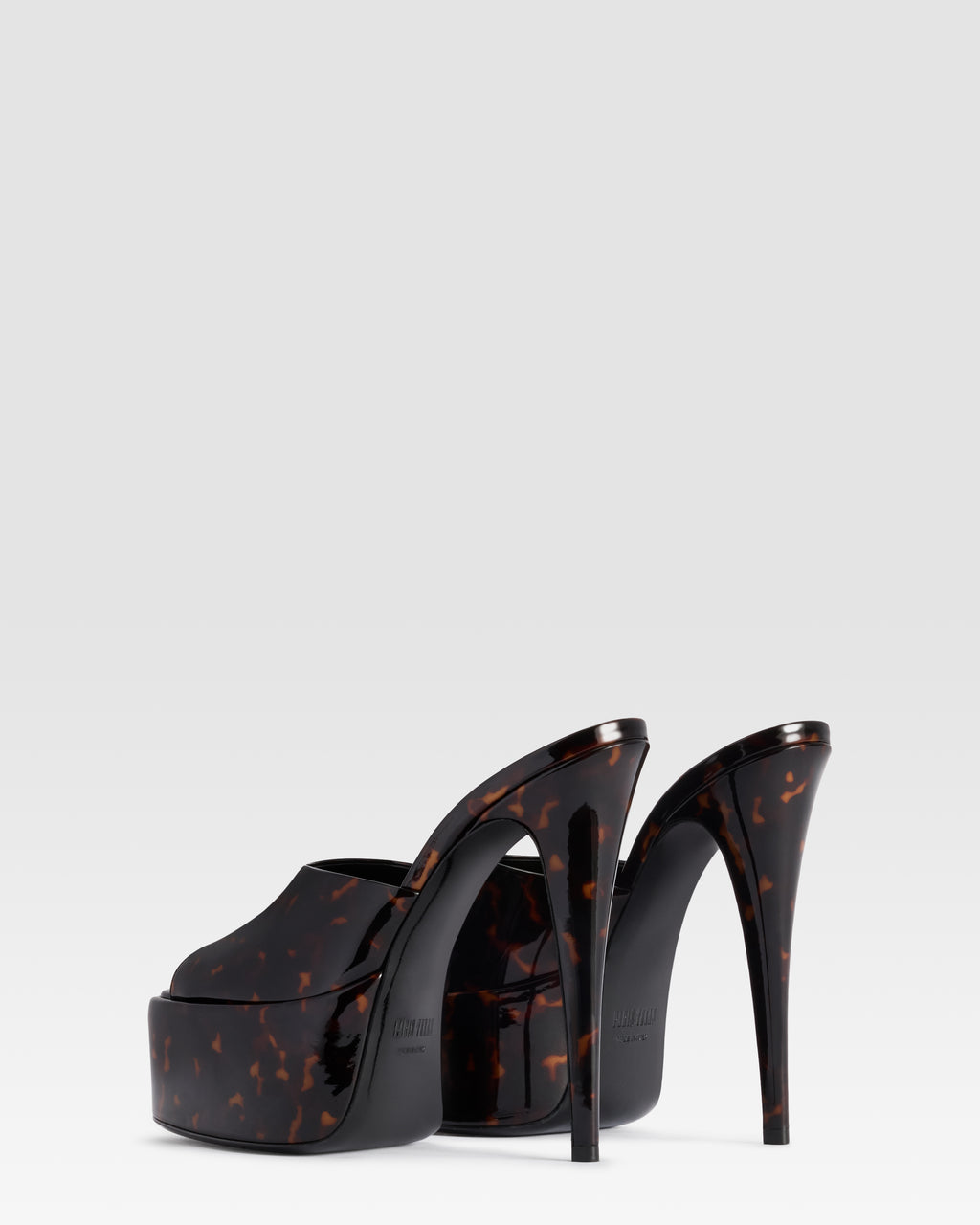 TORTOISE PATENT LEATHER PLATFORM MULE