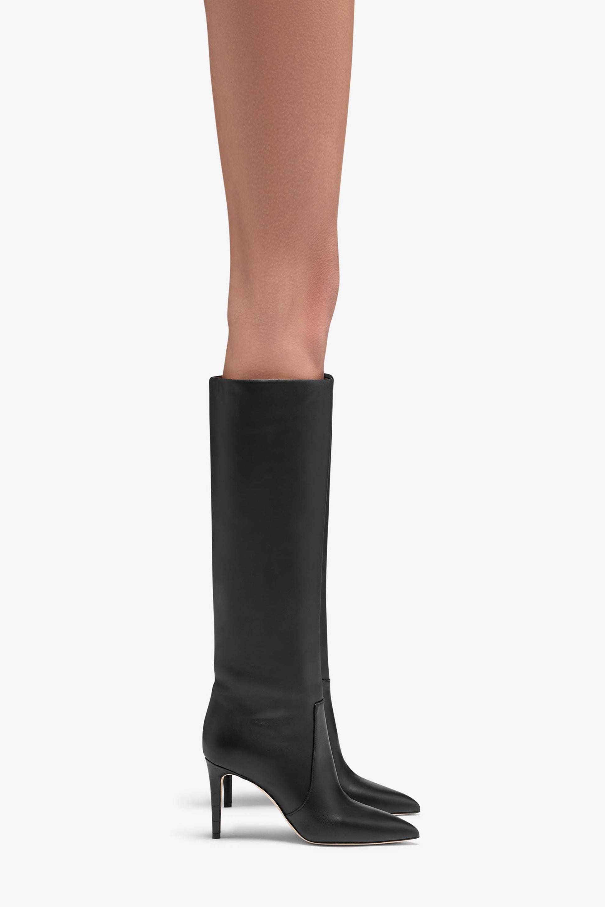 Bottes `a talon 85 en cuir nappa noir - Produit porté