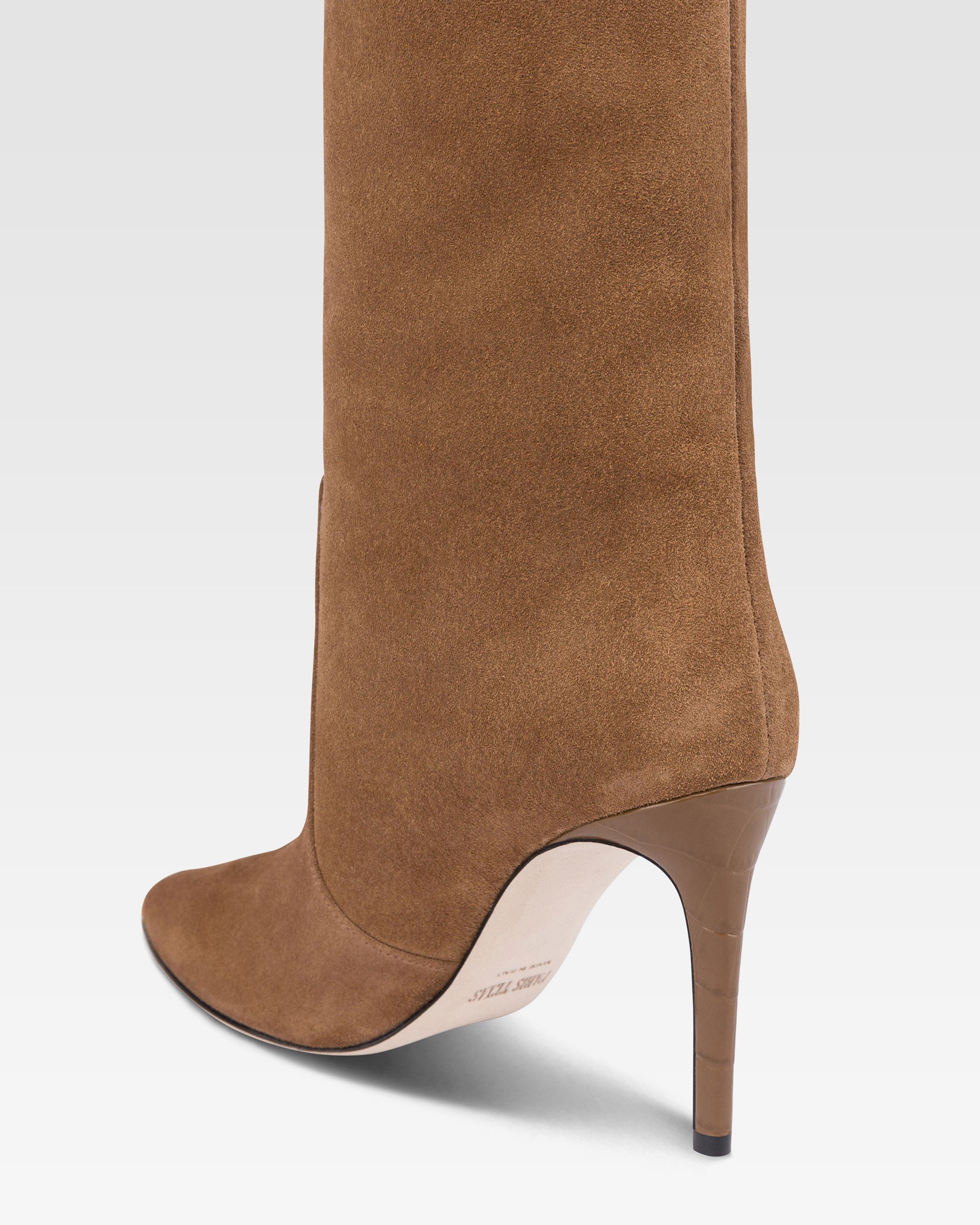 Boots in brown calf suede leather