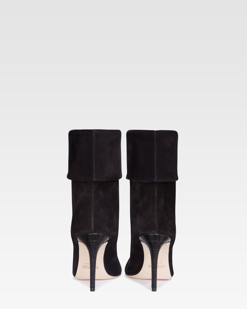 Black calf suede ankle boots with turn-down collar