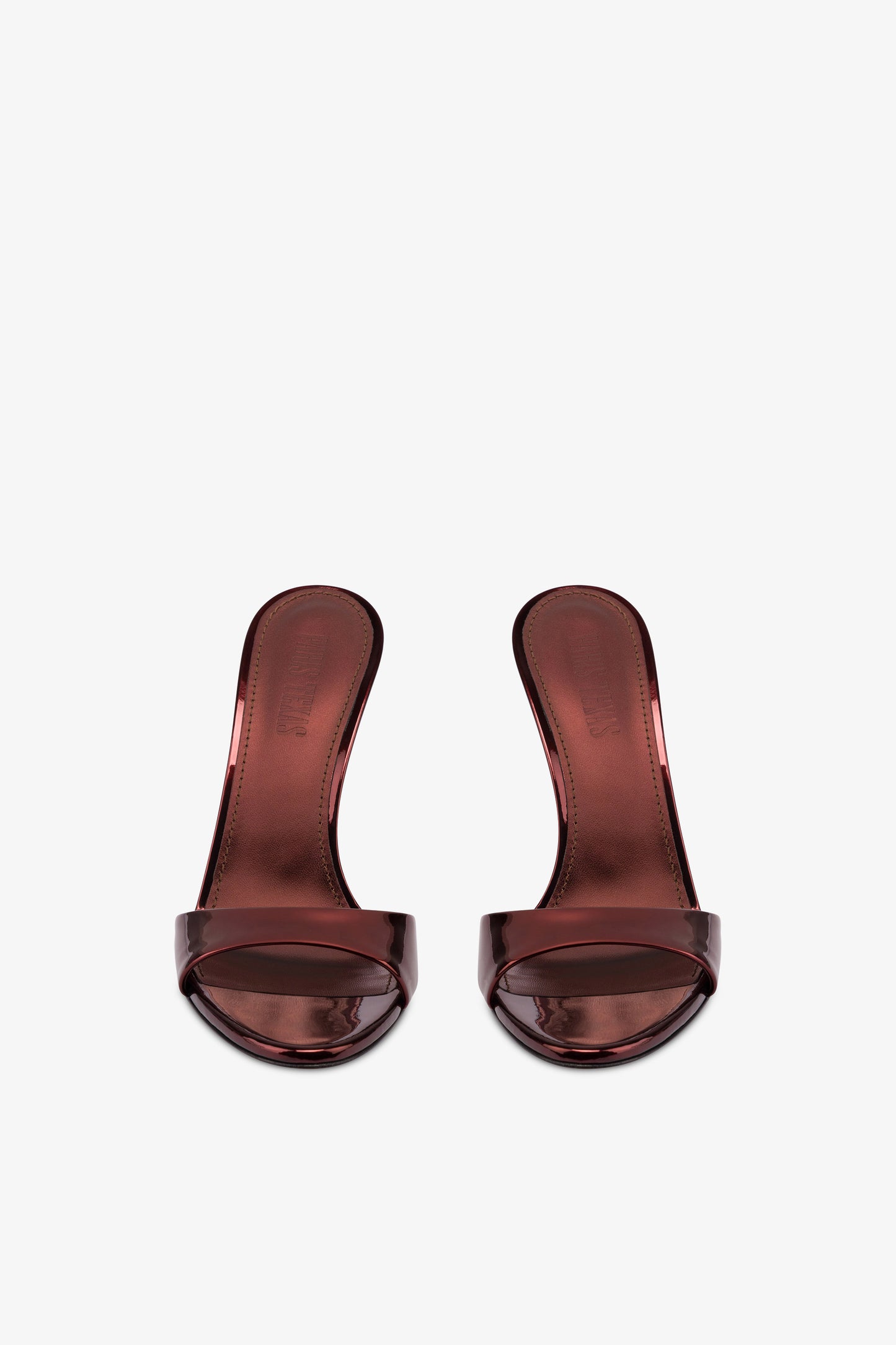 Mules in maroon mirror-effect leather