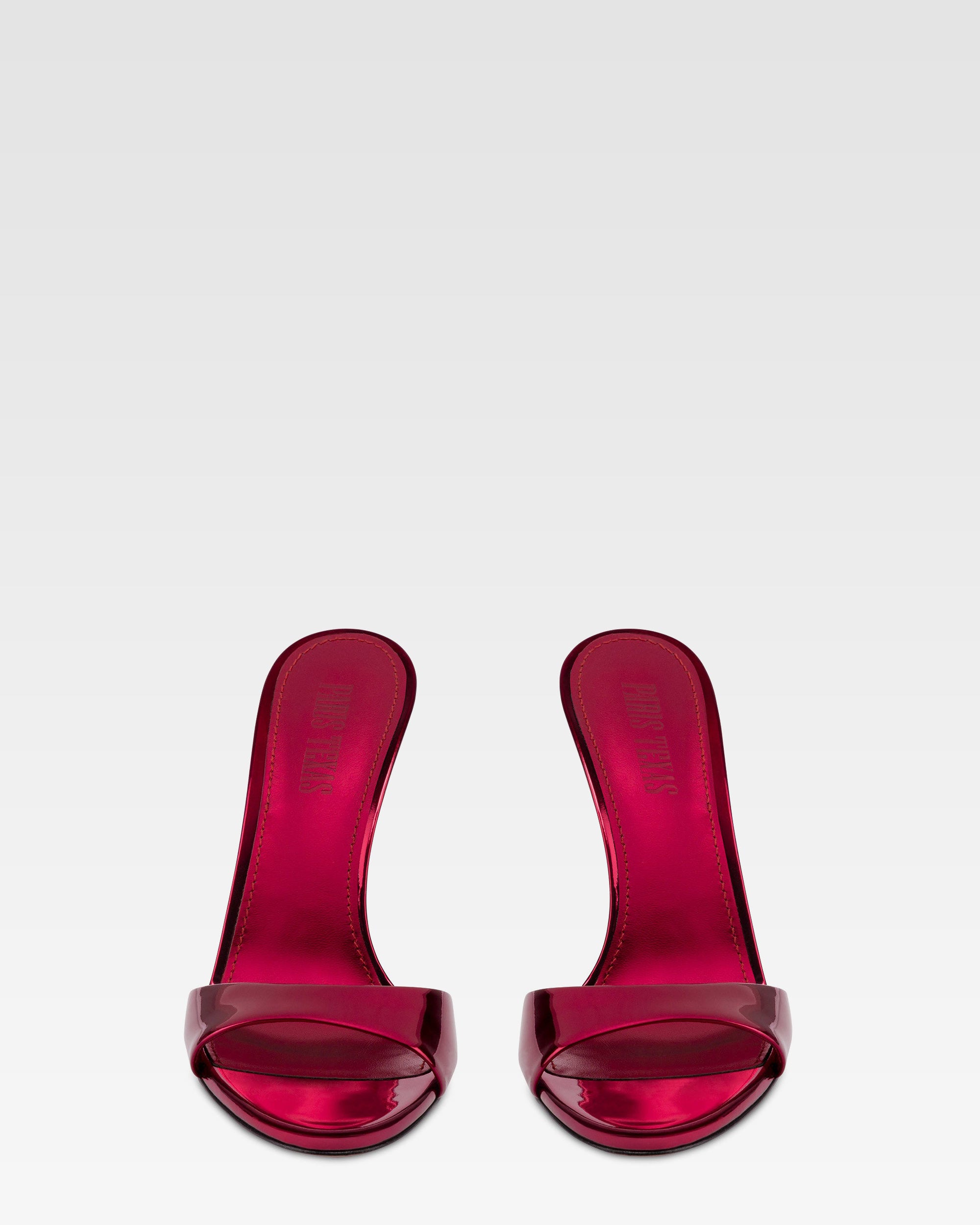 Mules in pelle specchiata rossa