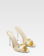 Gold mirrored leather mule