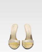 Gold mirrored leather mule