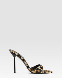 Mules in white leopard print cowhide — WHITE LEOPARD