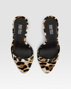 Mules in white leopard print cowhide