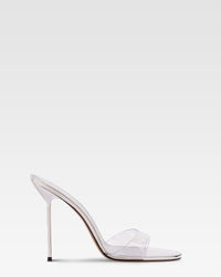 Mules in pvc-pelle laminata argento — Argento