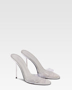 Mules in pvc-pelle laminata argento