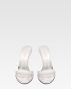 Mules in pvc-pelle laminata argento