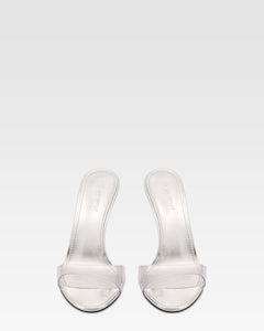 Mules in pvc-pelle laminata argento