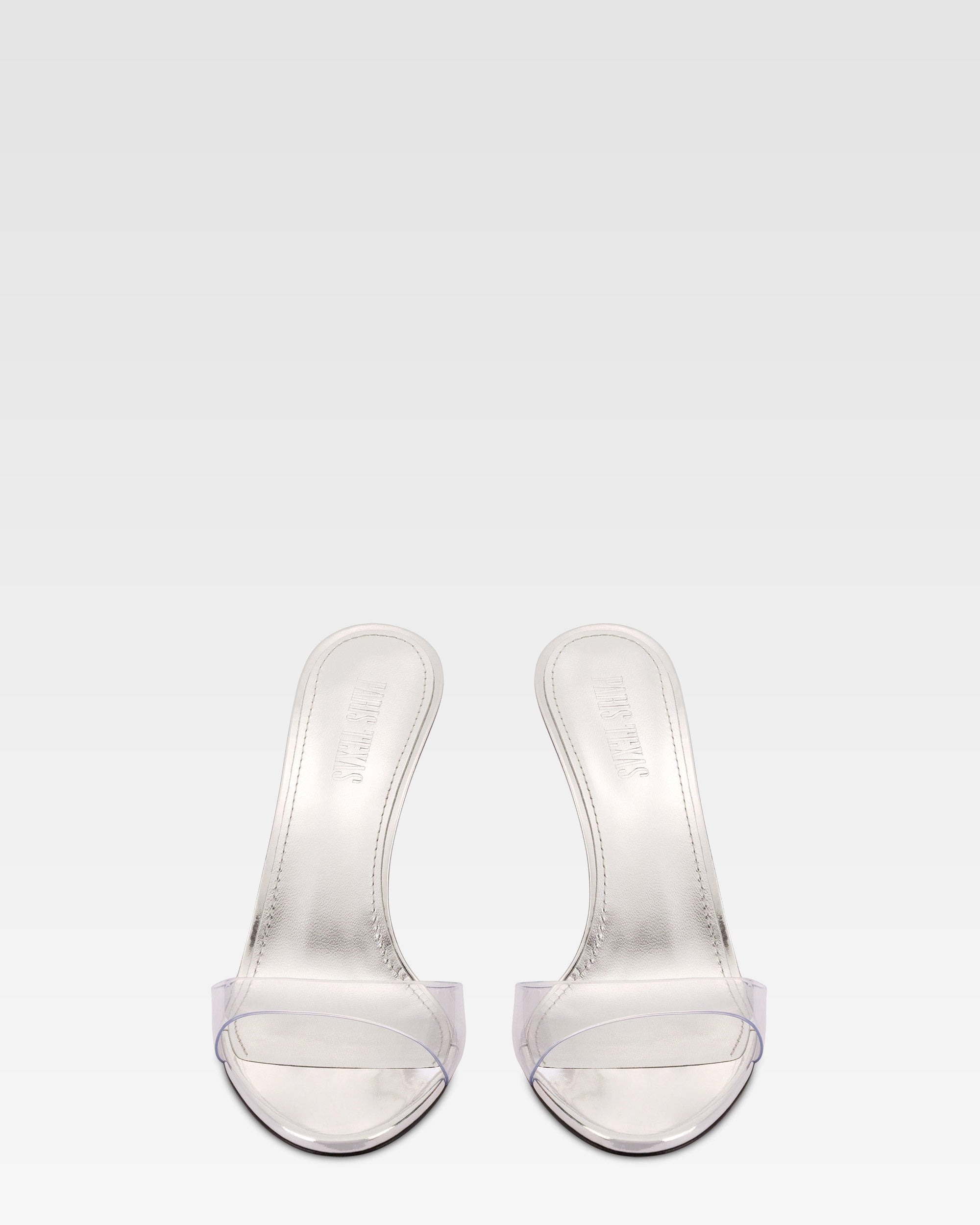 Mules in pvc-pelle laminata argento