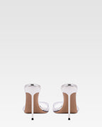 Mules in pvc-pelle laminata argento