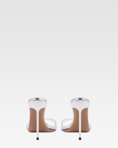 Mules in pvc-pelle laminata argento