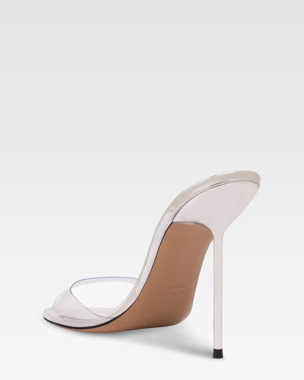 Mules in pvc-pelle laminata argento