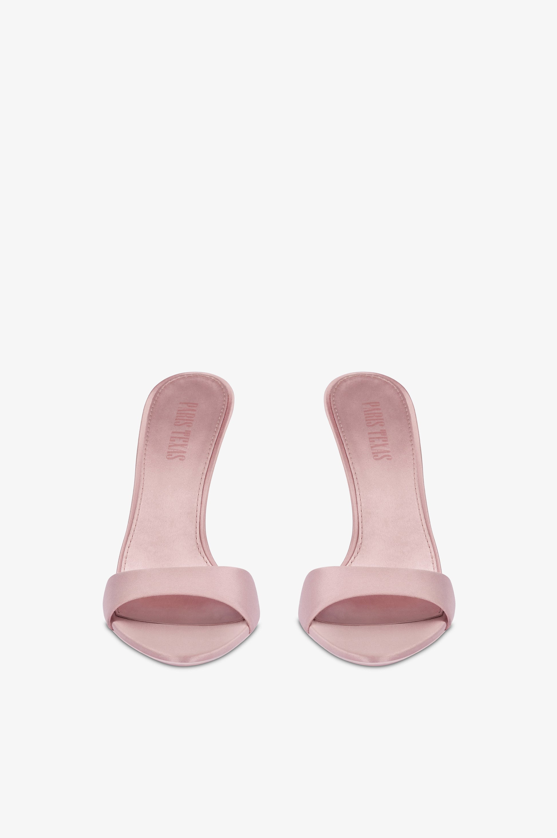 Mules in ballerina pink satin.
