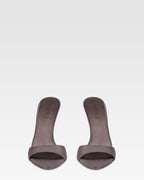 Mules in grey satin.