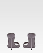 Mules in grey satin.