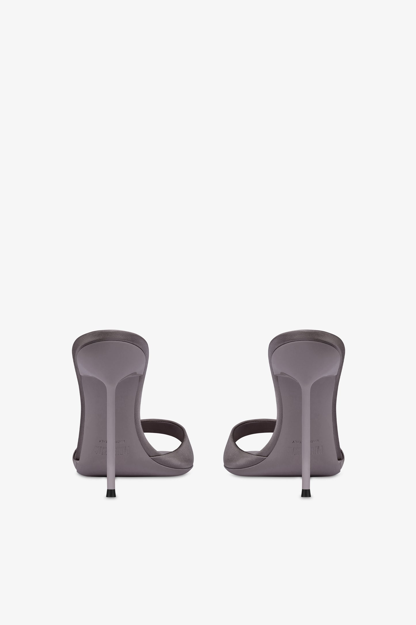 Mules in grey satin.