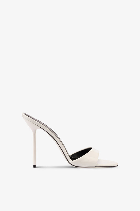 Mules in white patent leather