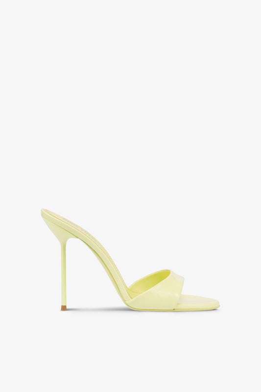 Mules in light yellow patent leather