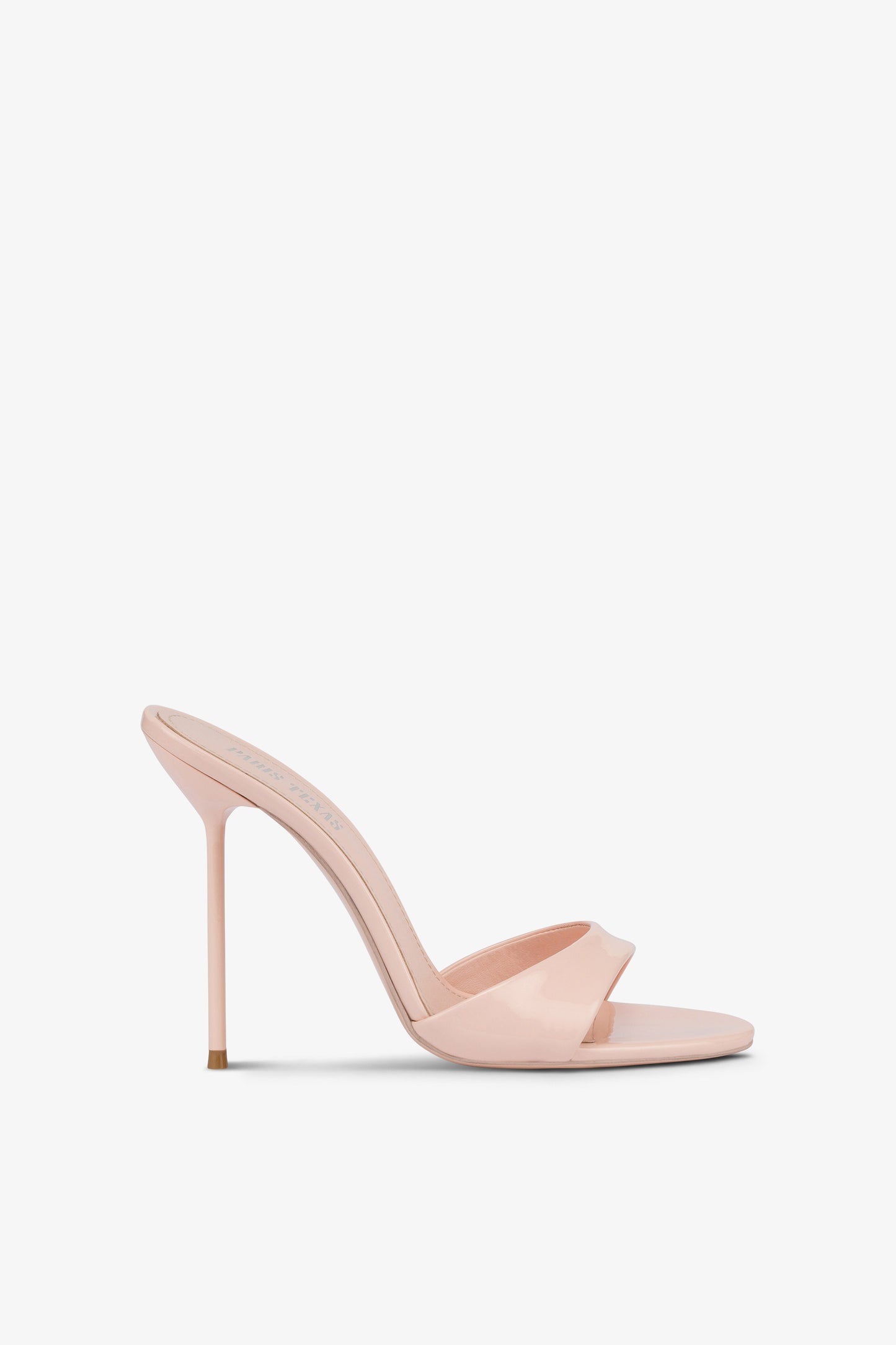 Mules in powder pink patent leather