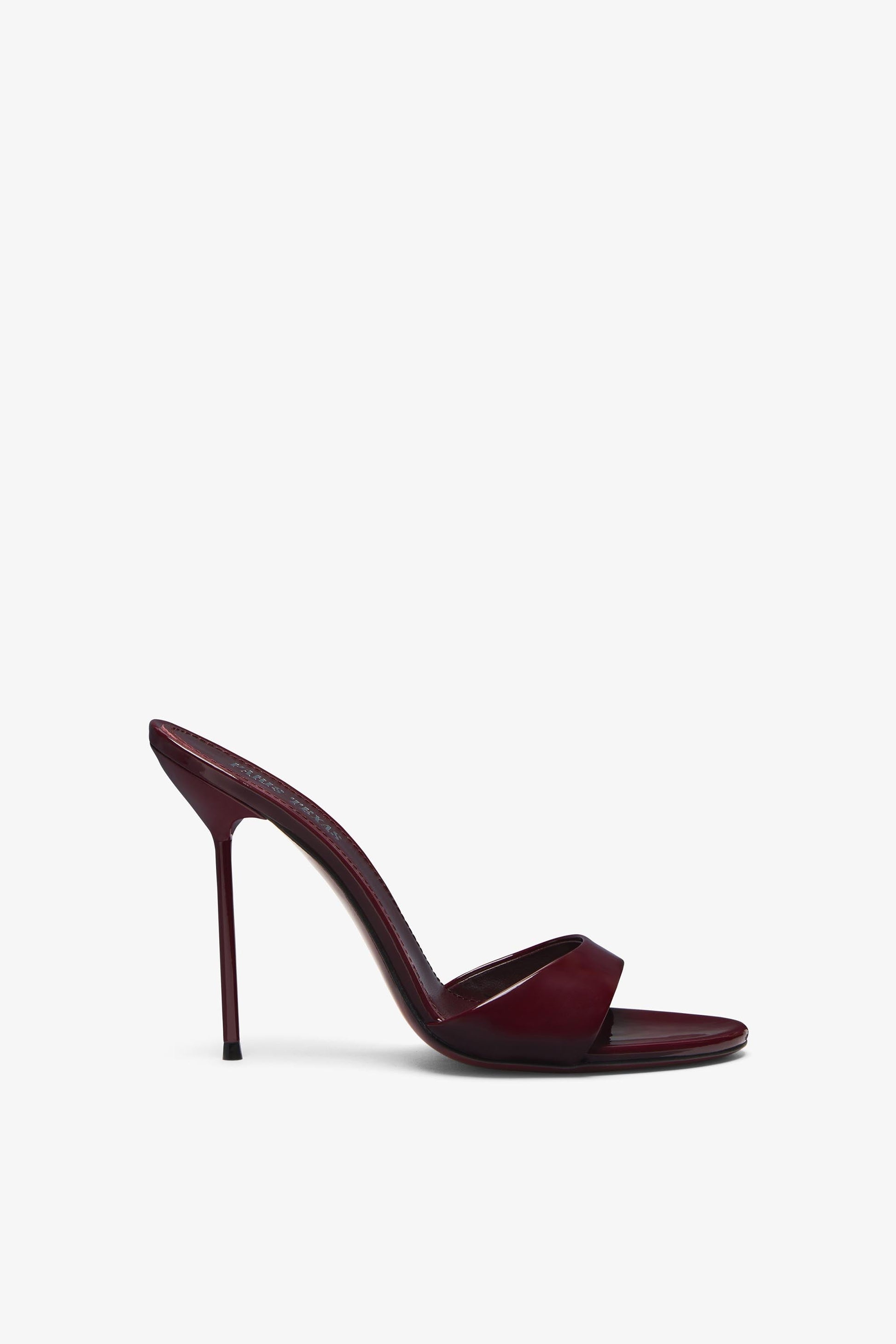 Mules en cuir verni rouge noir