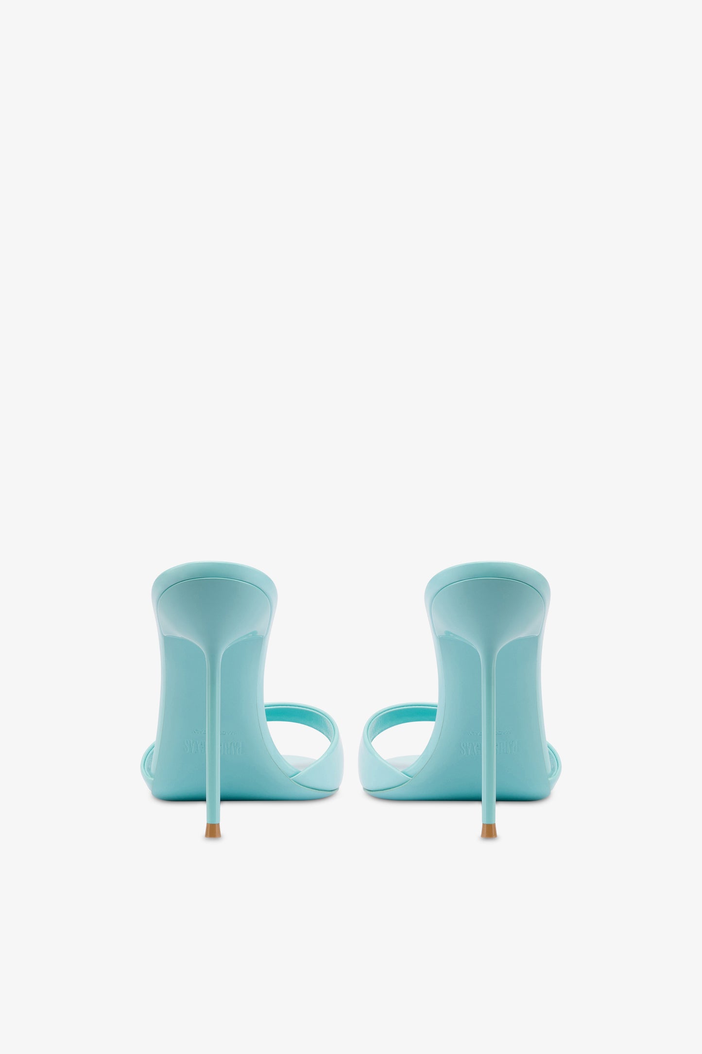 Mules in turquoise patent leather