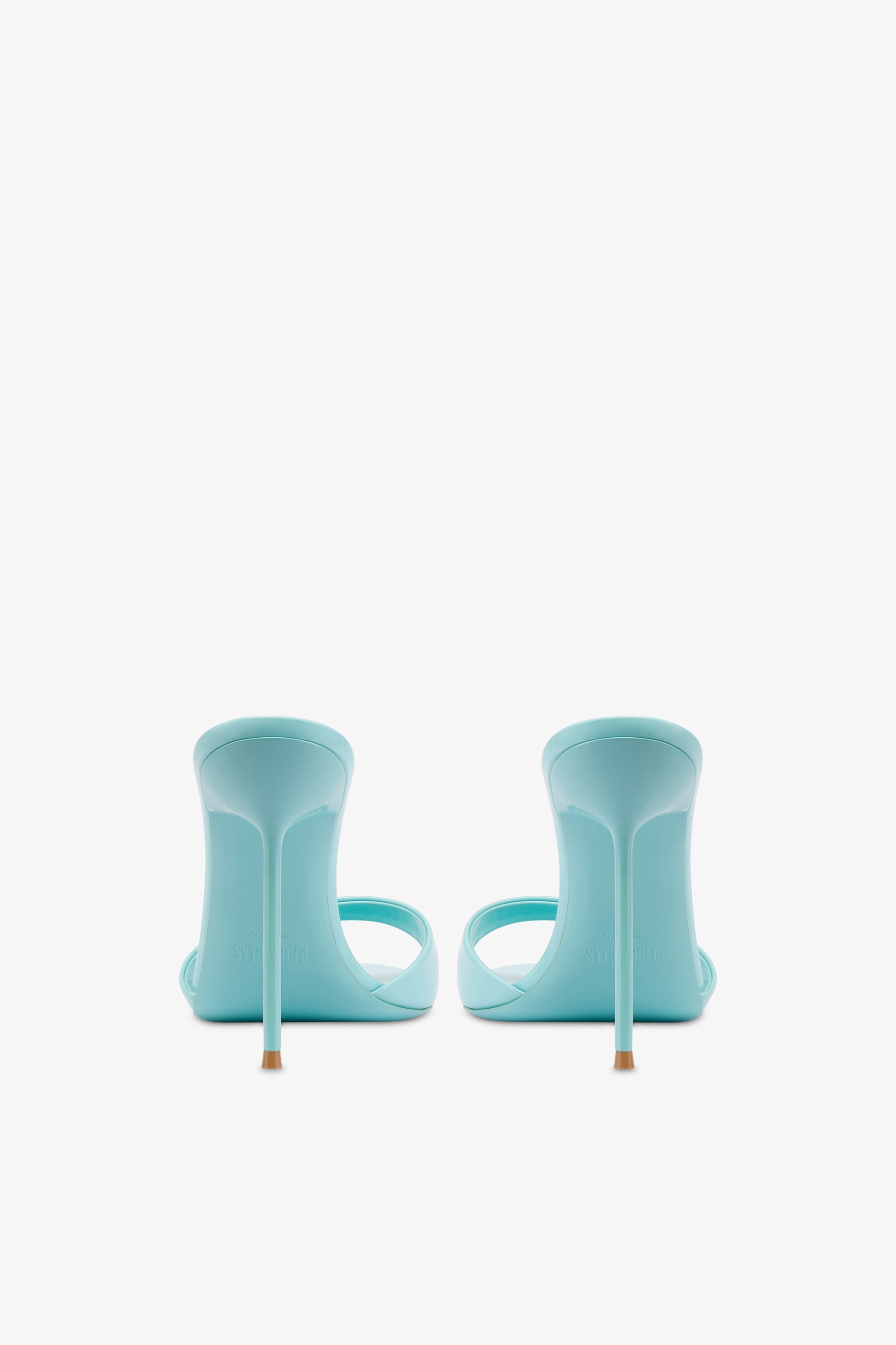 Mules in turquoise patent leather