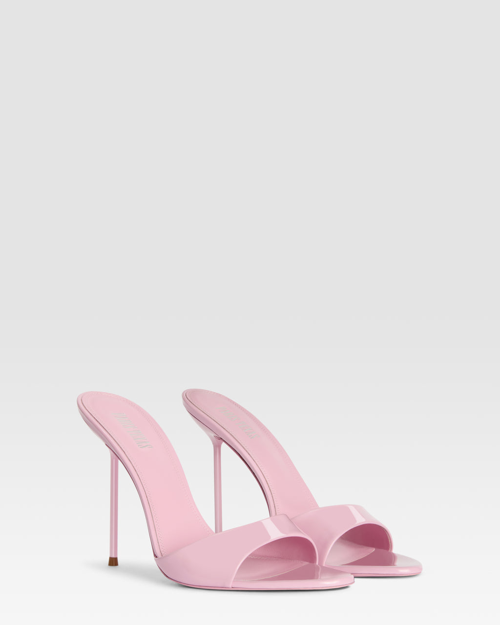 Mules in petal pink patent leather