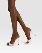 Mules in petal pink patent leather