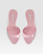 Mules in petal pink patent leather