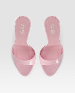 Mules in petal pink patent leather