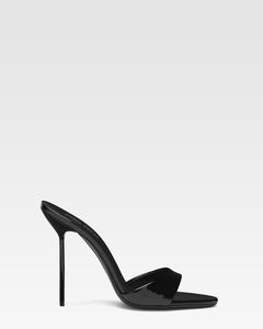 Black patent leather mule