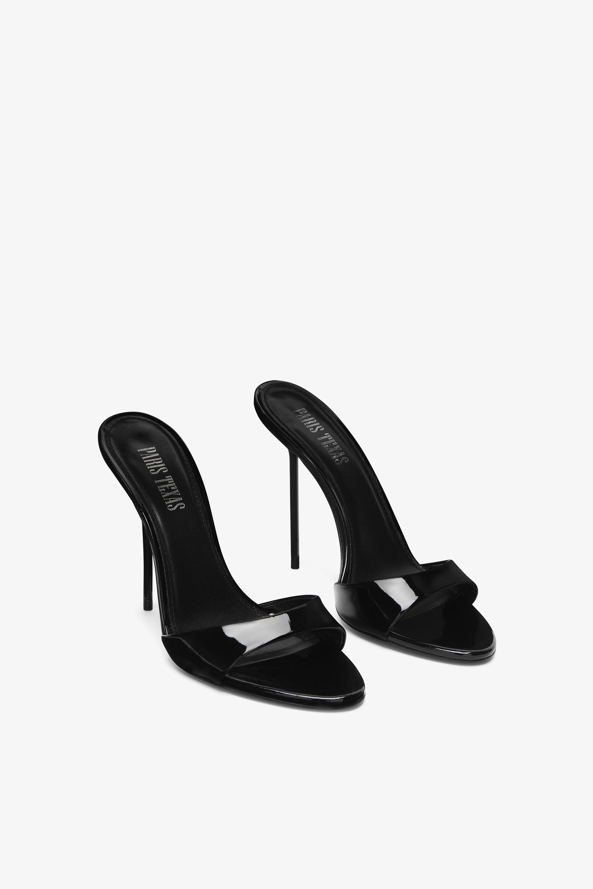 Mules en cuir verni noir