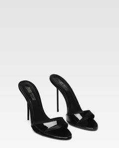 Black patent leather mule