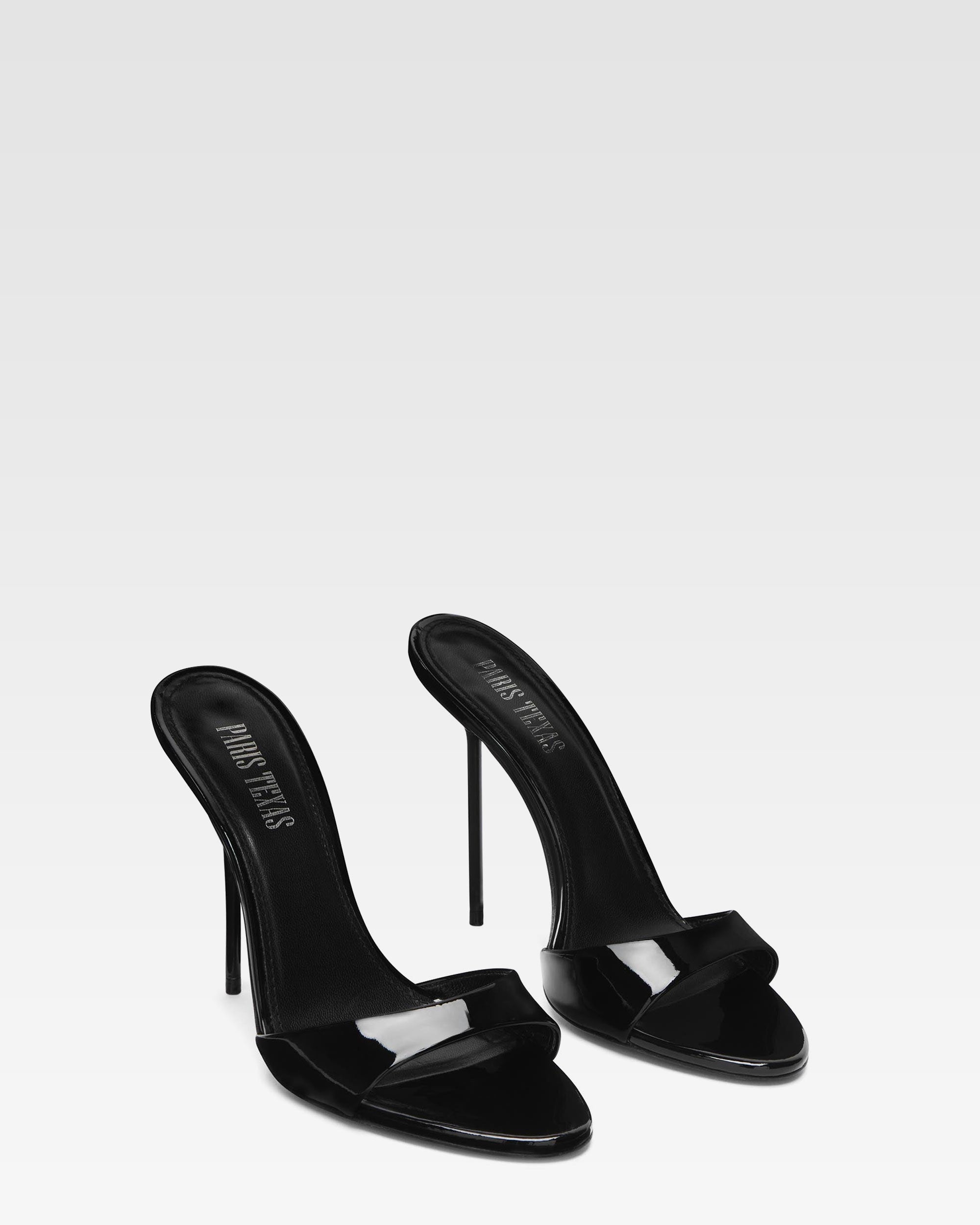Black patent leather mule