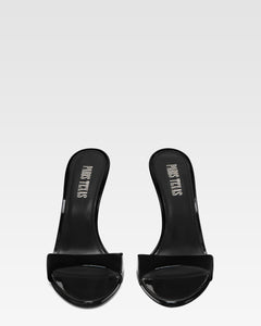 Black patent leather mule