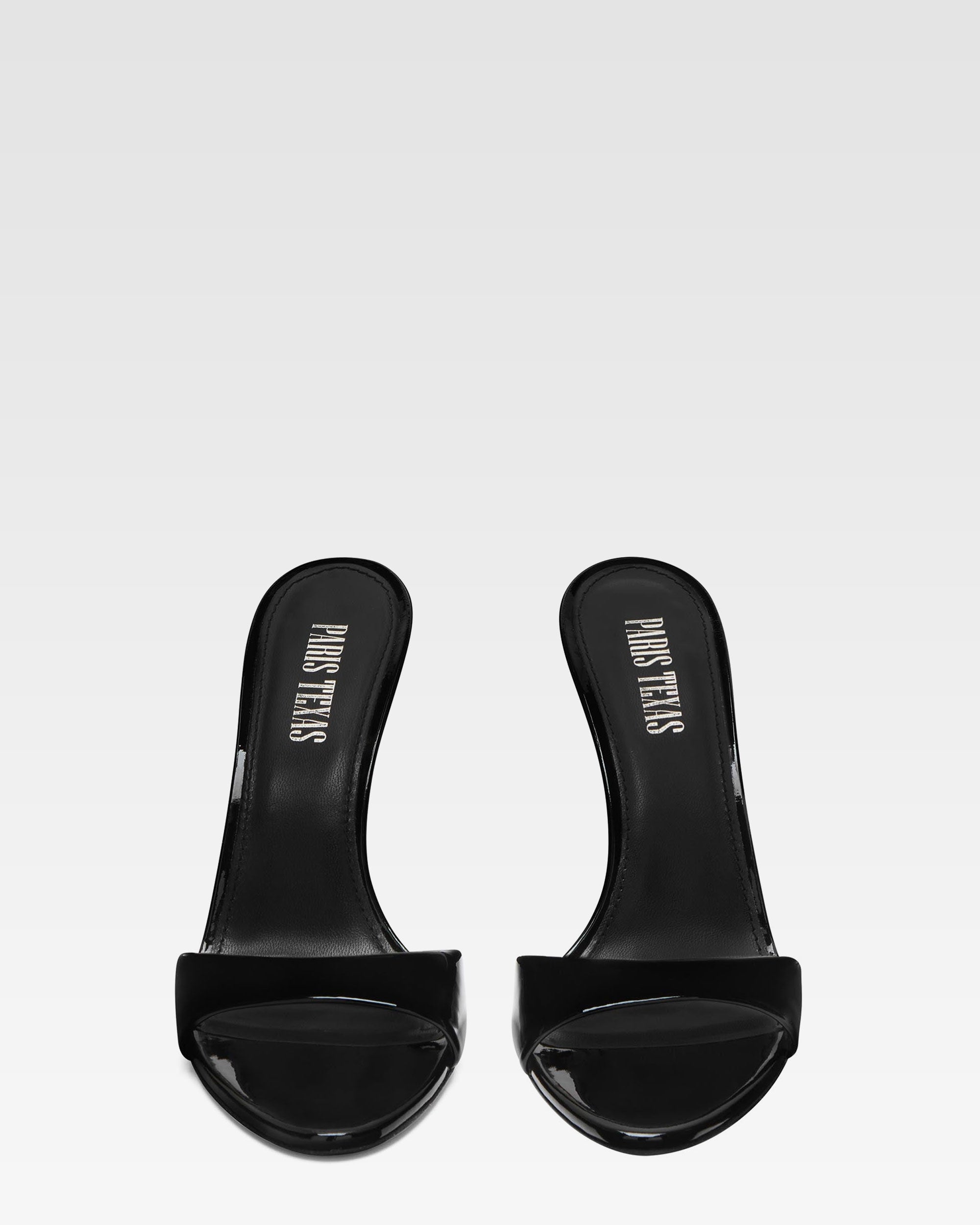 Black patent leather mule