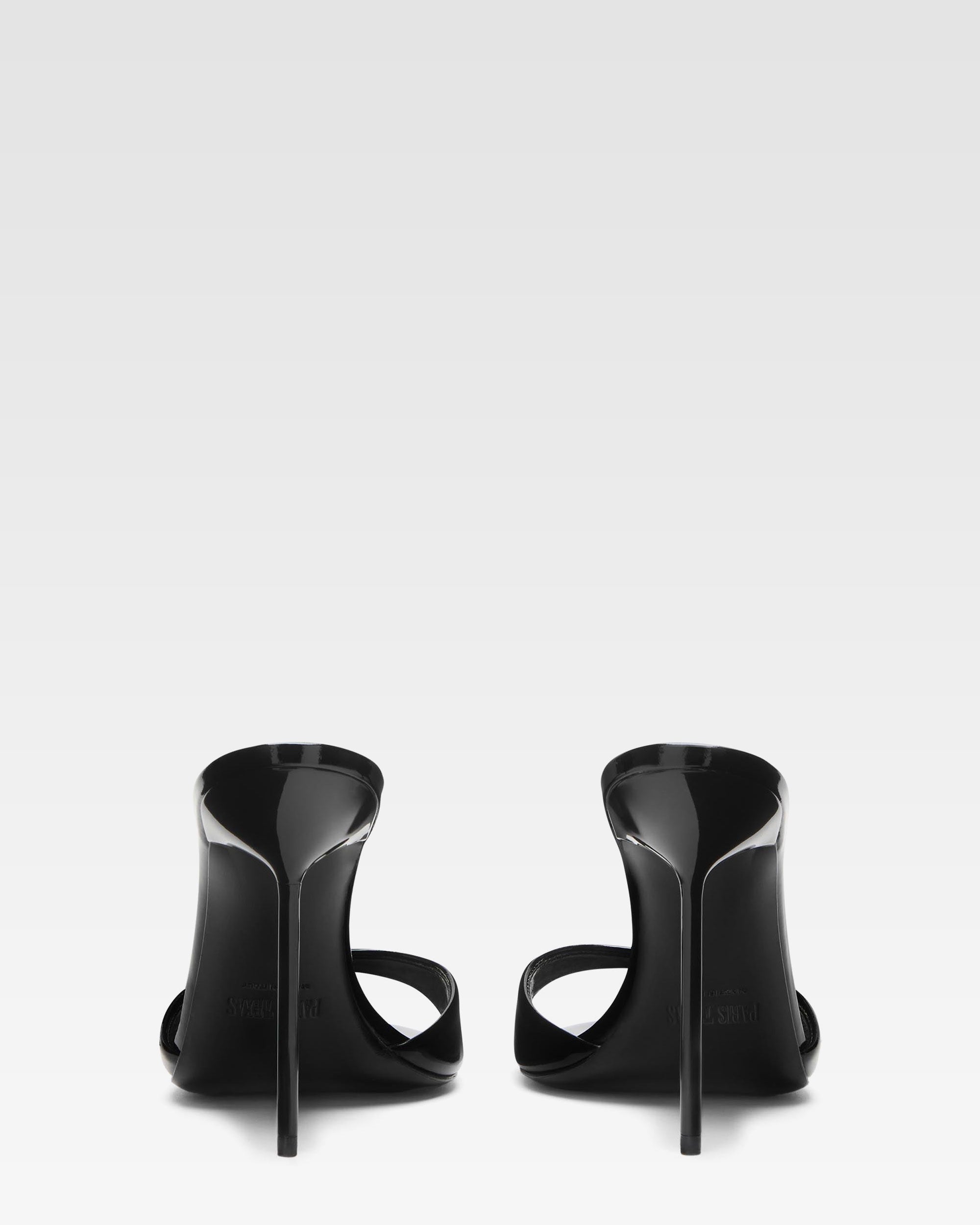 Black patent leather mule