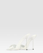 Mules in optic white patent leather