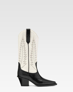 Bottes en cuir nappa effet l'ezard noir et blanc
