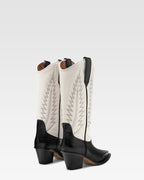 Bottes en cuir nappa effet l'ezard noir et blanc