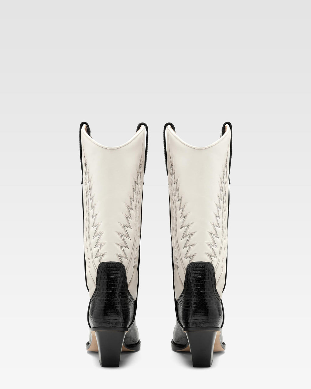 Bottes en cuir nappa effet l'ezard noir et blanc