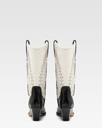 Bottes en cuir nappa effet l'ezard noir et blanc